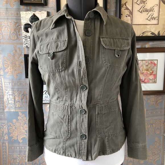 Jones Wear Sport Olive Green Jean Jacket Size M - Picture 2 of 8